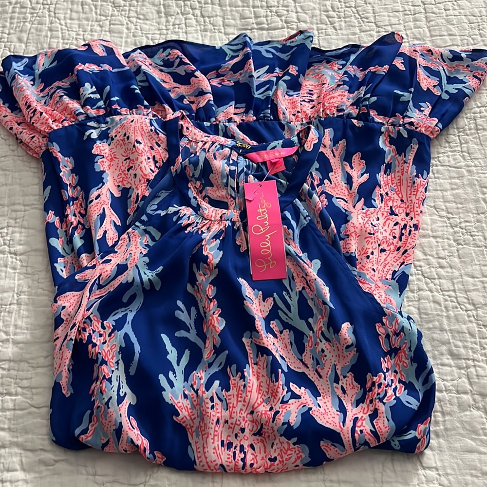 NWT Lilly Pulitzer Pamelyn Borealis Blue Swim On Over Print Dress - Picture 6 of 8